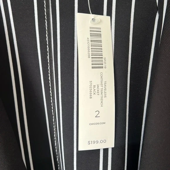 NEW Chico's Travelers Contrast Trim Trench Coat Black Sz 12
Sinky knit # - Picture 4 of 7